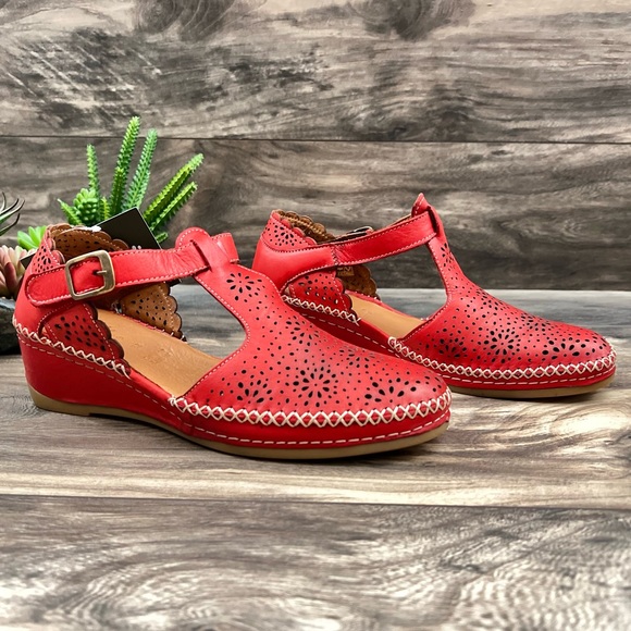 NIB Spring Step Roxela Red Leather T Strap Mary Jane Sandal Shoes - Picture 5 of 14